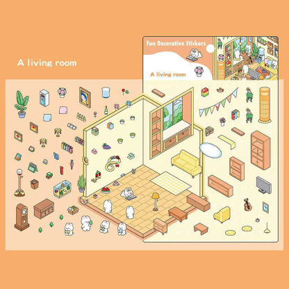 Life series DIY 3D Sticker Collection - 4 Cute Miniature Scenes