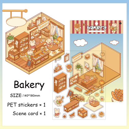 Open Today DIY 3D Scene Stickers 2 Lovely Miniature Scenes