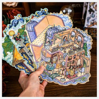 Dream Island Oil Painting Series DIY 3D Sticker Collection - 2 Cute Miniature Scenes