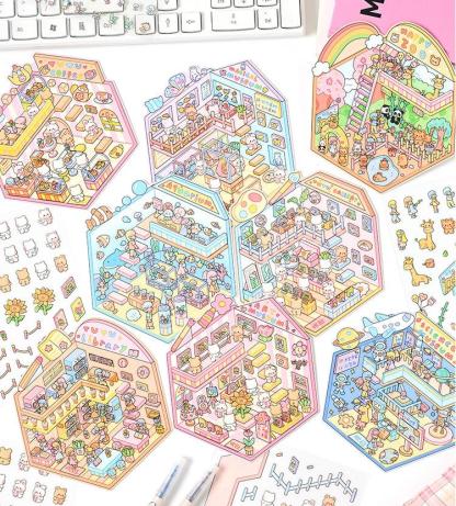 Popular Venues DIY 3D Sticker Collection - 8 Cute Miniature Scenes
