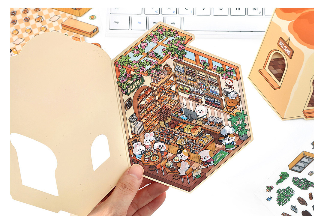 Fun Dessert House  DIY 3D Scene Stickers - 3 Cute Miniature Scenes