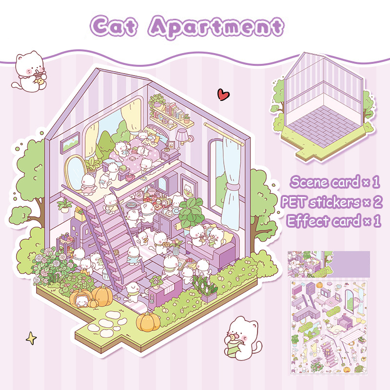 Critter Shop DIY 3D Scene Stickers 4 Cute Miniature Scenes