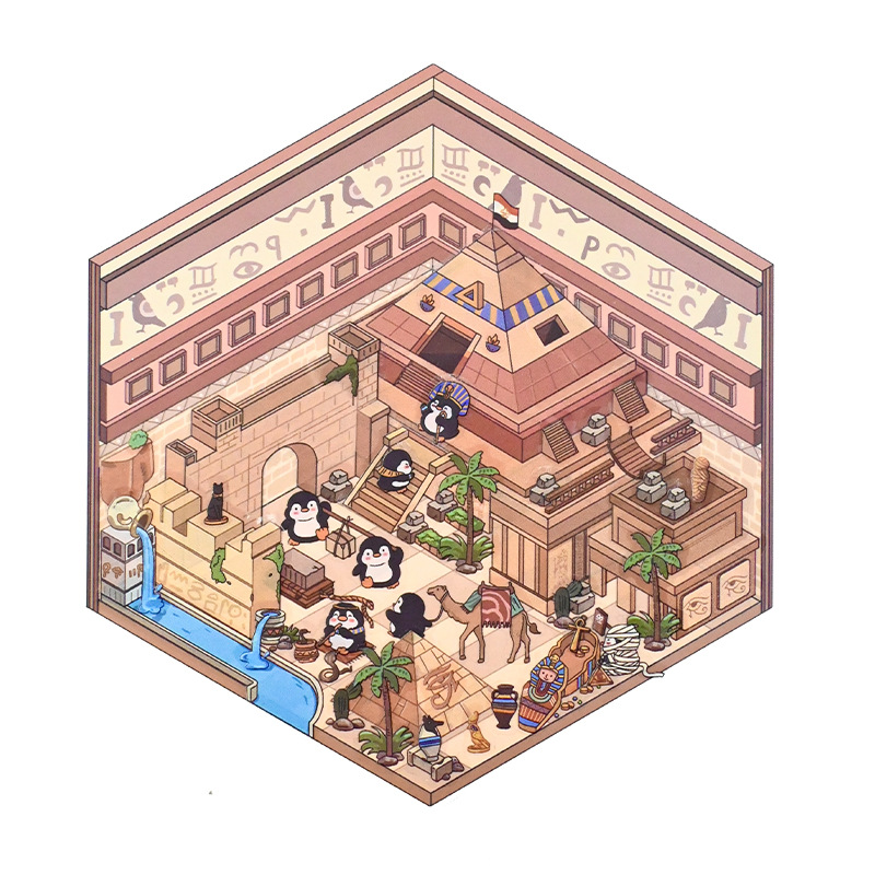 [Copy]Animal Small Business DIY 3D Scene Stickers 4 Cute Miniature Scenes