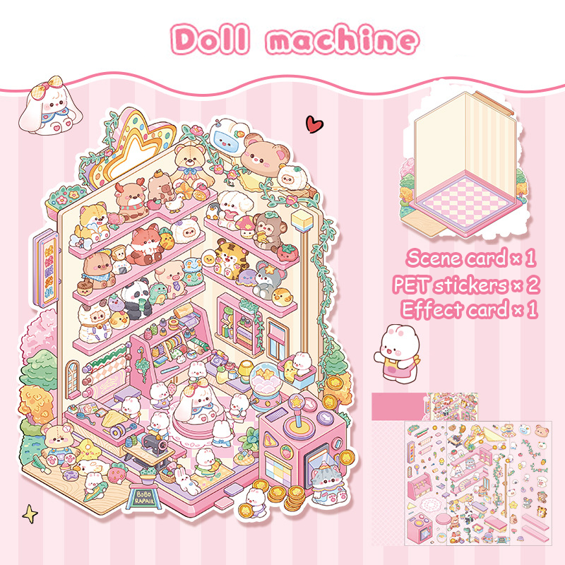 Bunny Land DIY 3D Scene Stickers 2 Cute Miniature Scenes