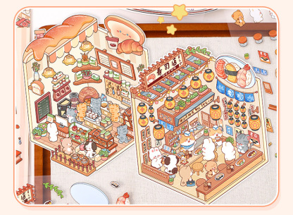 Critter Shop DIY 3D Scene Stickers 4 Cute Miniature Scenes