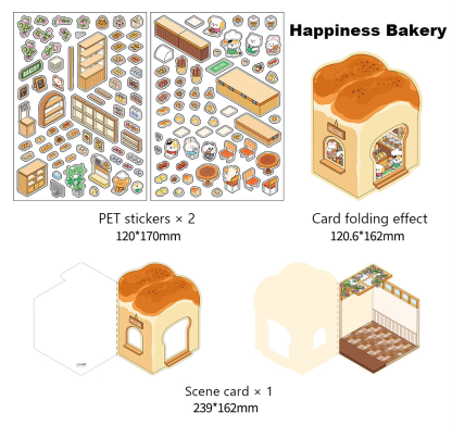 Fun Dessert House  DIY 3D Scene Stickers - 3 Cute Miniature Scenes