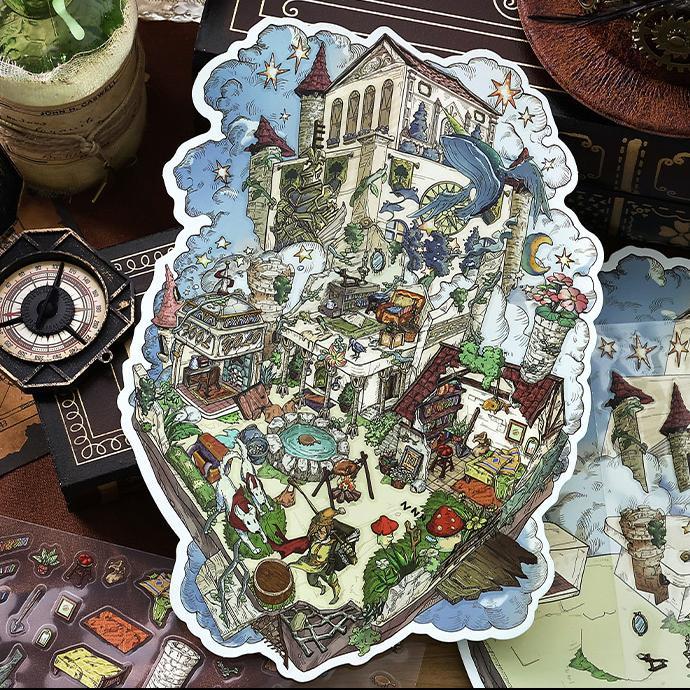 The Wizard’s Cottage DIY 3D Sticker Collection - 4 Cute Miniature Scenes