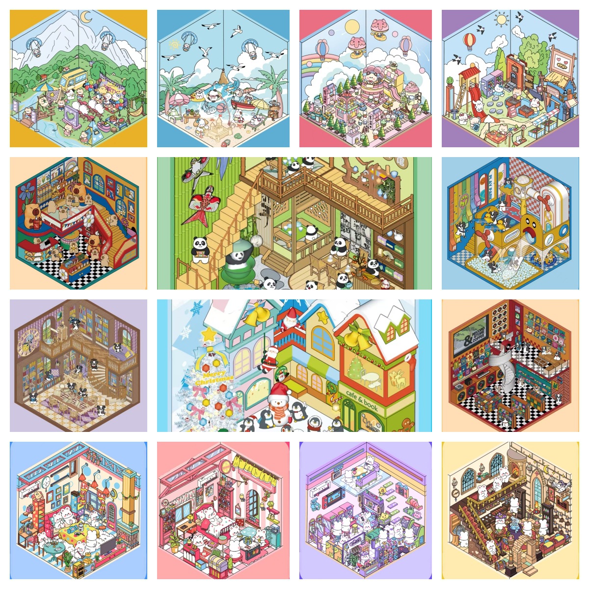 Small Town DIY 3D Sticker Collection - 14 Cute Miniature Scenes