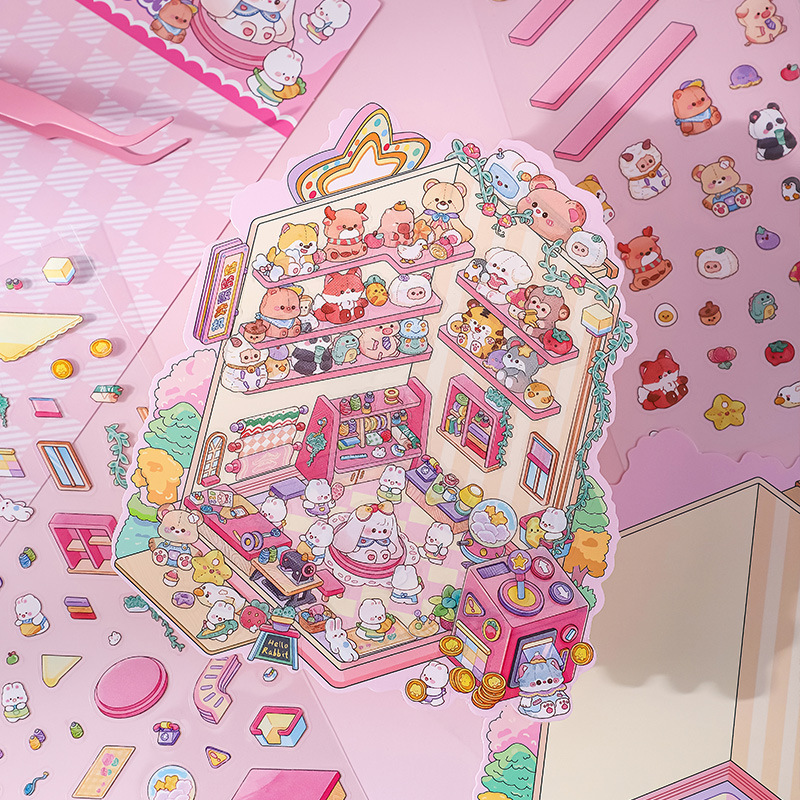 Bunny Land DIY 3D Scene Stickers 2 Cute Miniature Scenes