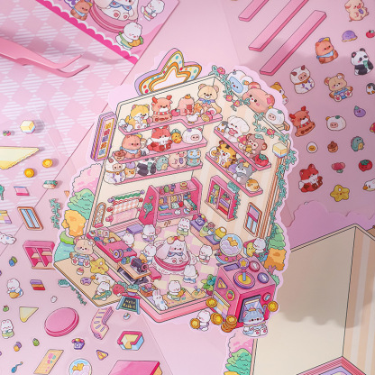 Bunny Land DIY 3D Scene Stickers 2 Cute Miniature Scenes