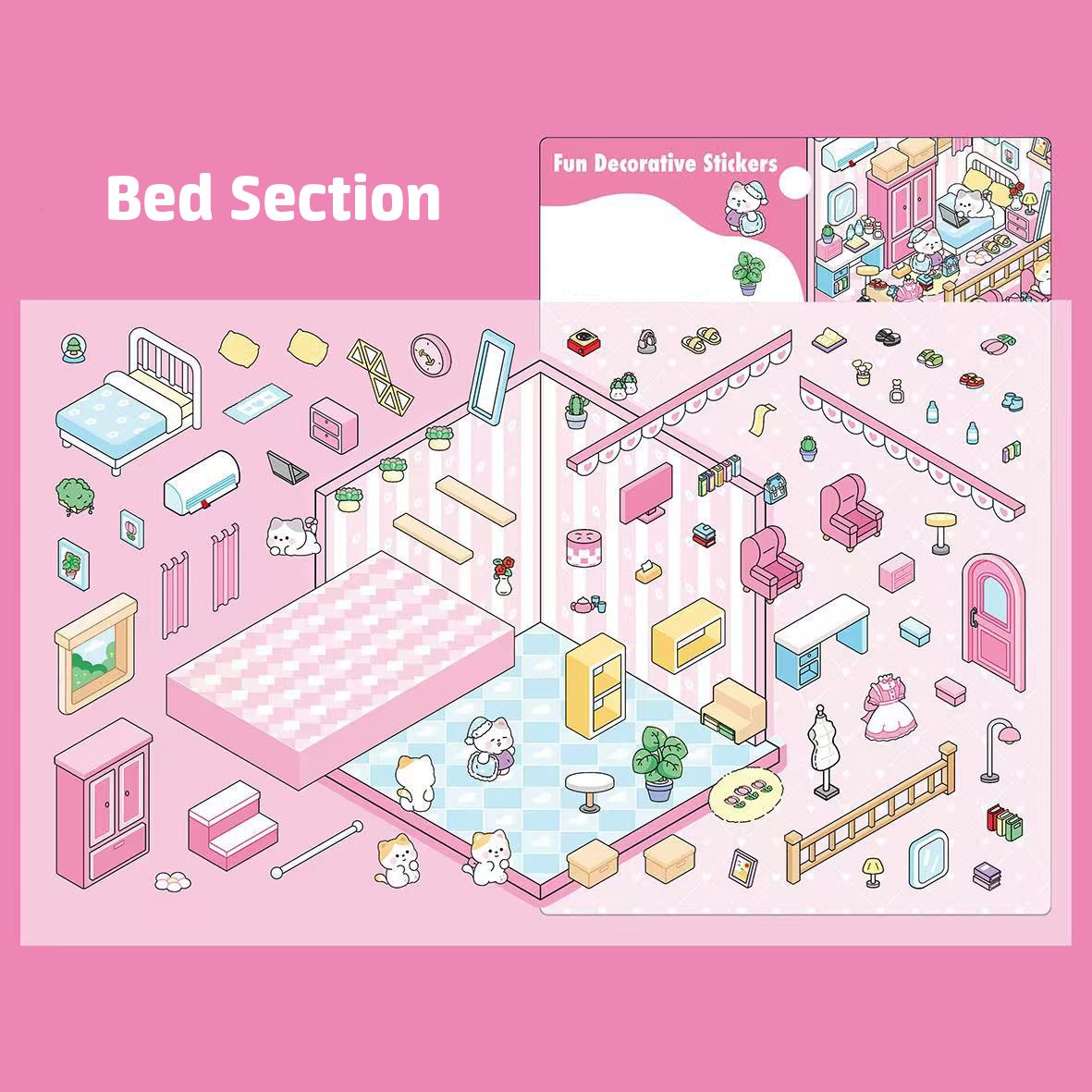 Life series DIY 3D Sticker Collection - 4 Cute Miniature Scenes