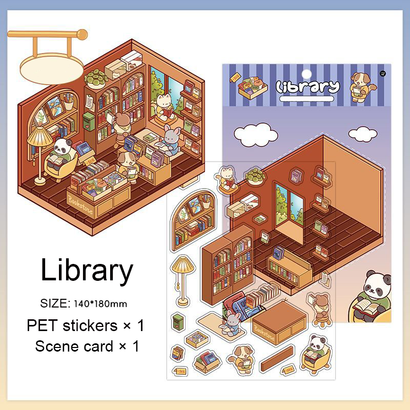 Open Today DIY 3D Scene Stickers 2 Lovely Miniature Scenes