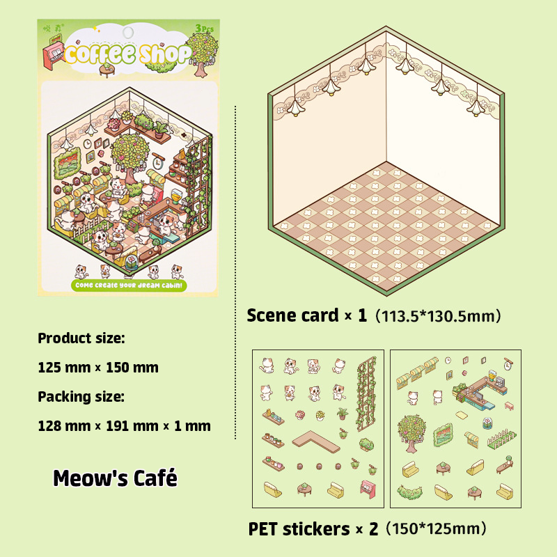 Dream Cottage Collection DIY 3D Scene Stickers - 4 Cute Miniature Scenes