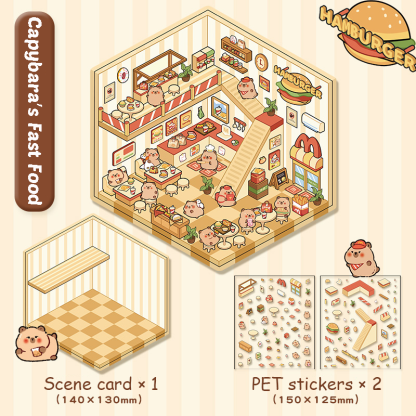 Cute Animals Shop DIY 3D Scene Stickers 4 Cute Miniature Scenes