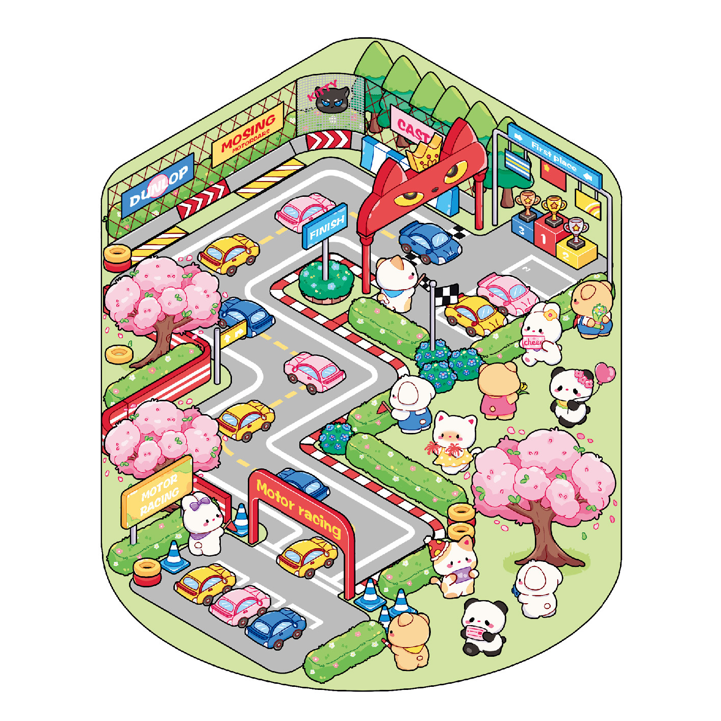 Animal Party DIY 3D Sticker Collection - 4 Cute Miniature Scenes