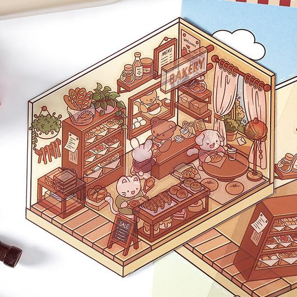 Open Today DIY 3D Scene Stickers 2 Lovely Miniature Scenes