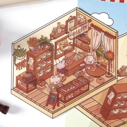 Open Today DIY 3D Scene Stickers 2 Lovely Miniature Scenes