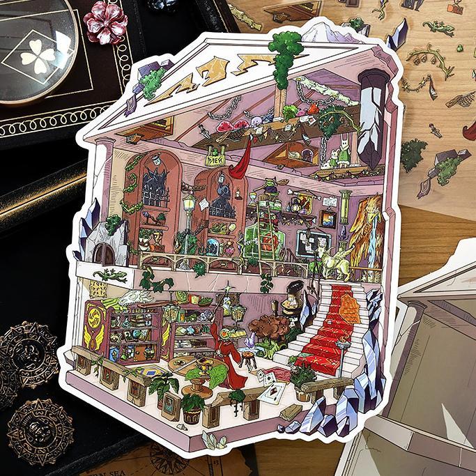 The Wizard’s Cottage DIY 3D Sticker Collection - 4 Cute Miniature Scenes