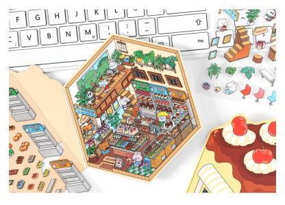 Fun Dessert House  DIY 3D Scene Stickers - 3 Cute Miniature Scenes
