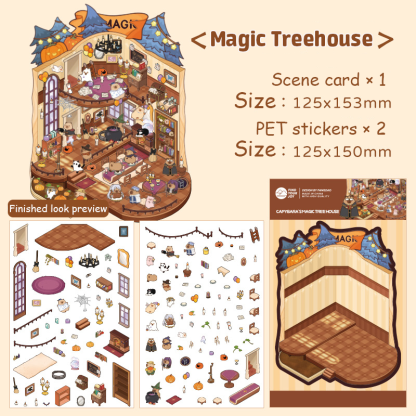 Capybara World DIY 3D Scene Stickers 4 Cute Miniature Scenes