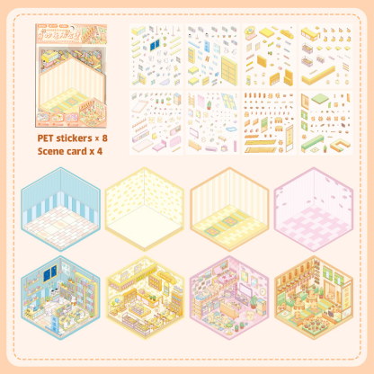 Wonderful House DIY 3D Sticker Collection - 8 Cute Miniature Scenes