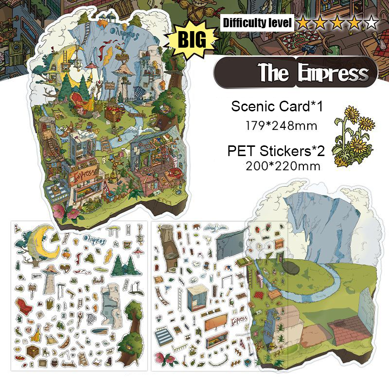 The Wizard’s Cottage DIY 3D Sticker Collection - 4 Cute Miniature Scenes