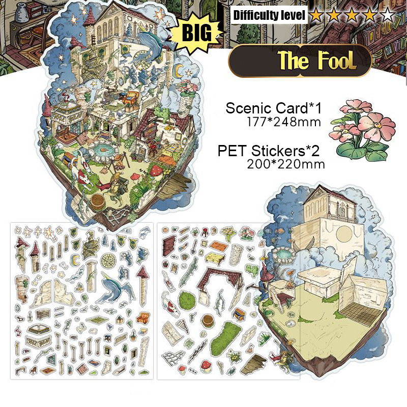 The Wizard’s Cottage DIY 3D Sticker Collection - 4 Cute Miniature Scenes
