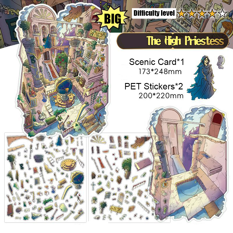 The Wizard’s Cottage DIY 3D Sticker Collection - 4 Cute Miniature Scenes