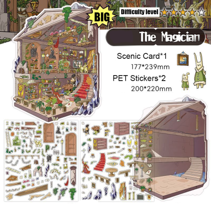 The Wizard’s Cottage DIY 3D Sticker Collection - 4 Cute Miniature Scenes