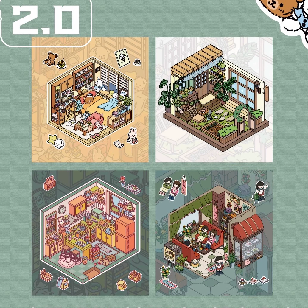 Seasonal Immersions DIY 3D Sticker Collection - 3 Cute Miniature Scene