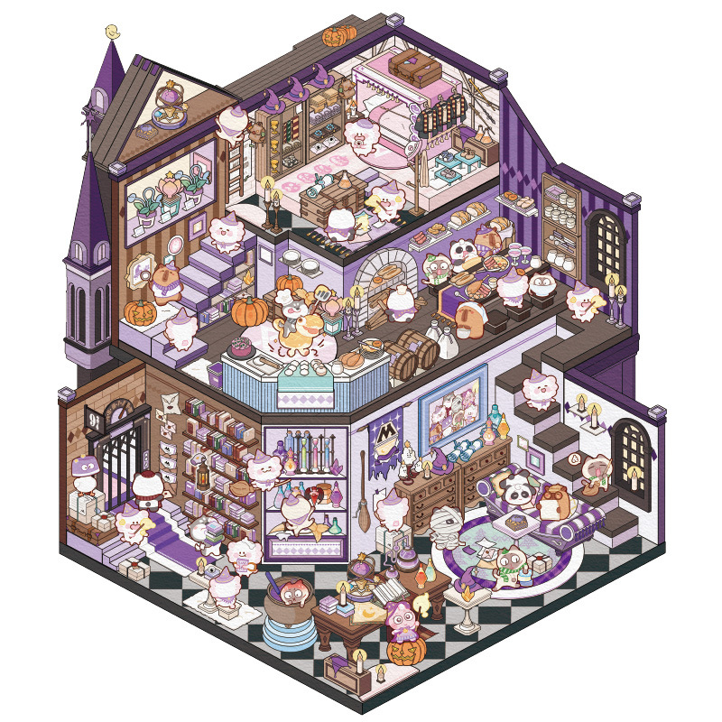 Magic Academy DIY 3D Sticker Collection - Cute Miniature Scenes