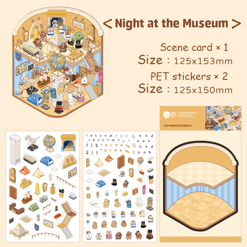 Capybara World DIY 3D Scene Stickers 4 Cute Miniature Scenes