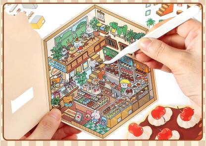 Fun Dessert House  DIY 3D Scene Stickers - 3 Cute Miniature Scenes
