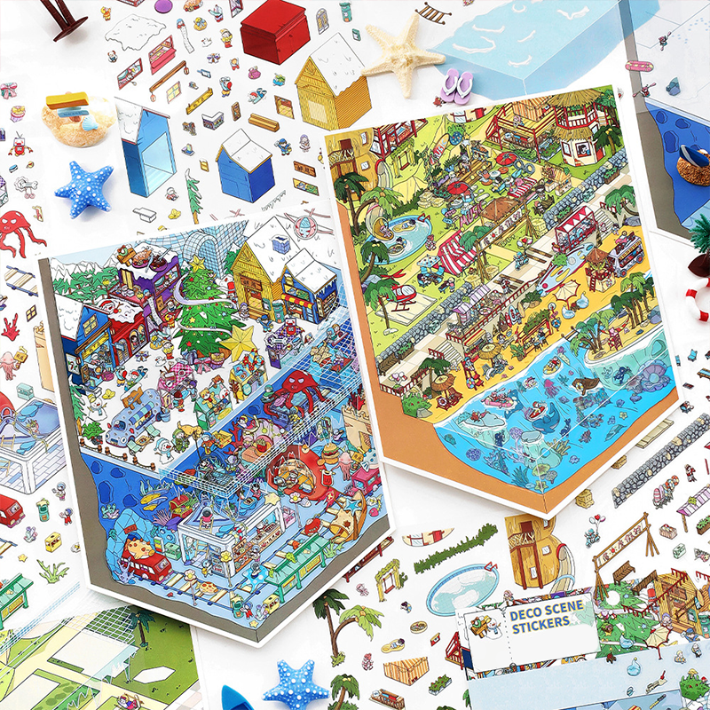 Resort Series DIY 3D Sticker Collection - 2 Cute Miniature Scenes