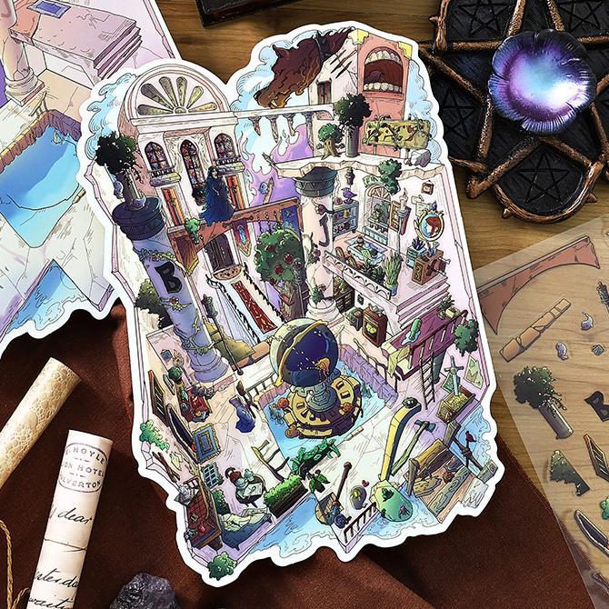 The Wizard’s Cottage DIY 3D Sticker Collection - 4 Cute Miniature Scenes