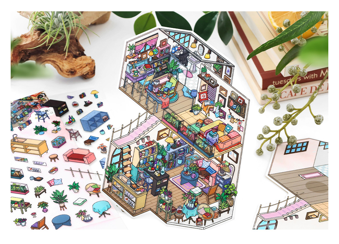 My Cottage DIY 3D Sticker Collection - 4 Cute Miniature Scenes