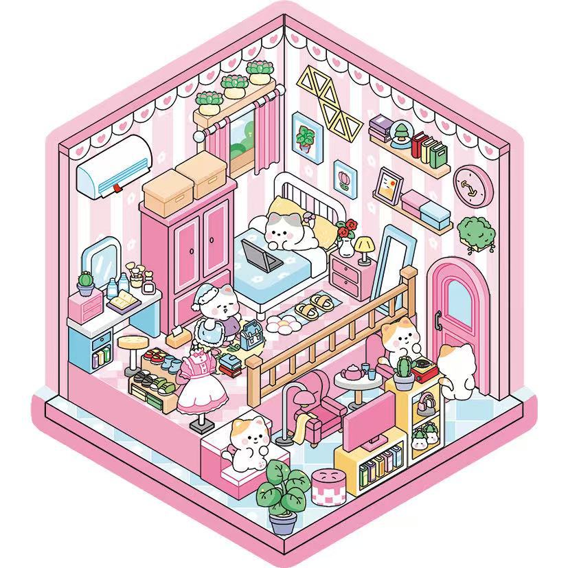 Life series DIY 3D Sticker Collection - 4 Cute Miniature Scenes