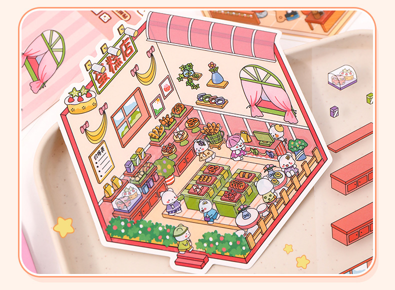 Critter Shop DIY 3D Scene Stickers 4 Cute Miniature Scenes