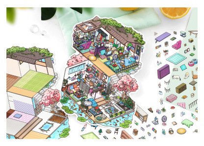 My Cottage DIY 3D Sticker Collection - 4 Cute Miniature Scenes
