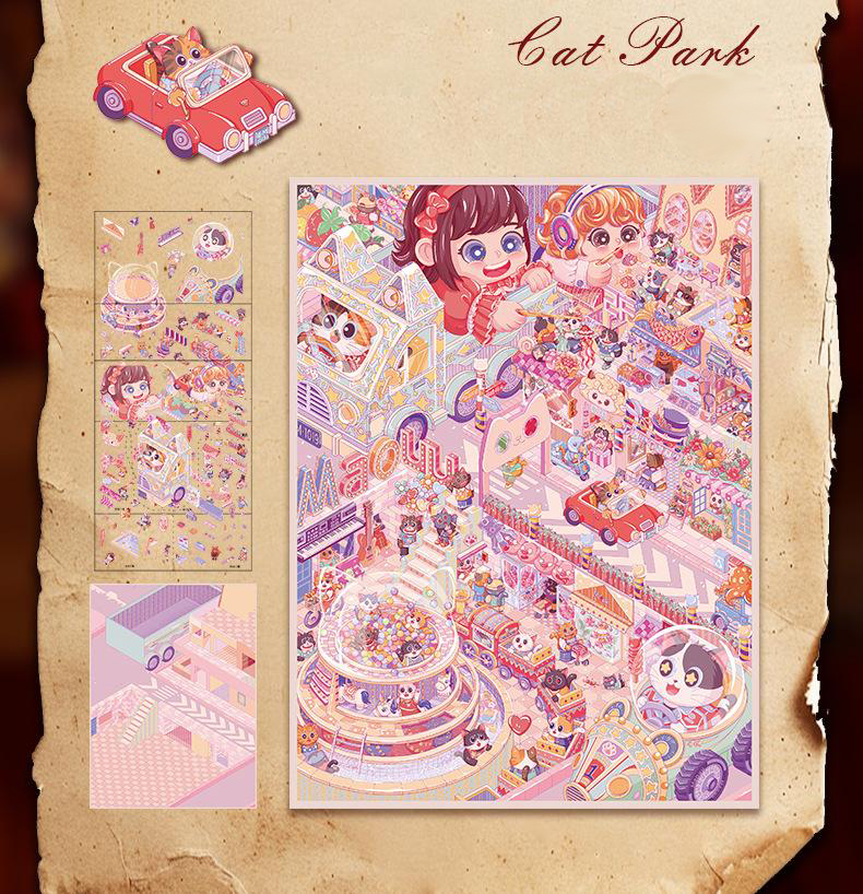 Dreamy Pet Paradise DIY 3D Scene Stickers 2 Cute Miniature Scenes