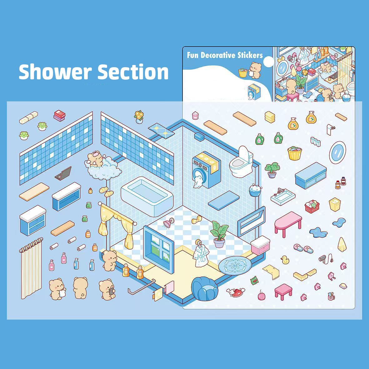 Life series DIY 3D Sticker Collection - 4 Cute Miniature Scenes