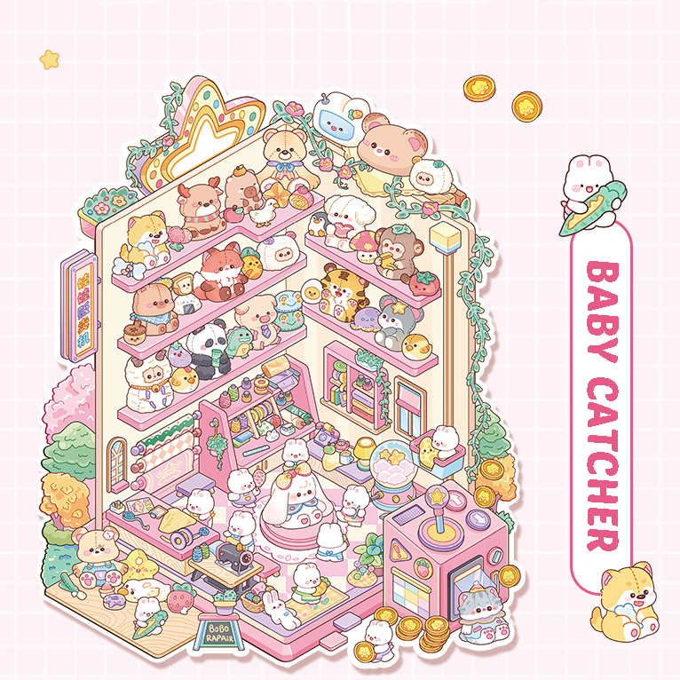 Bunny Land DIY 3D Scene Stickers 2 Cute Miniature Scenes