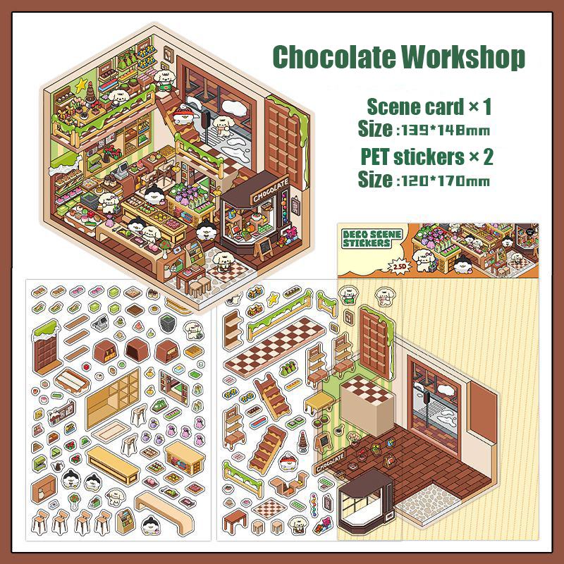 Chocolate Workshop DIY 3D Scene Stickers 4 Cute Miniature Scenes
