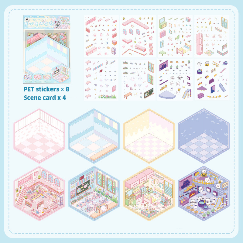 Wonderful House DIY 3D Sticker Collection - 8 Cute Miniature Scenes