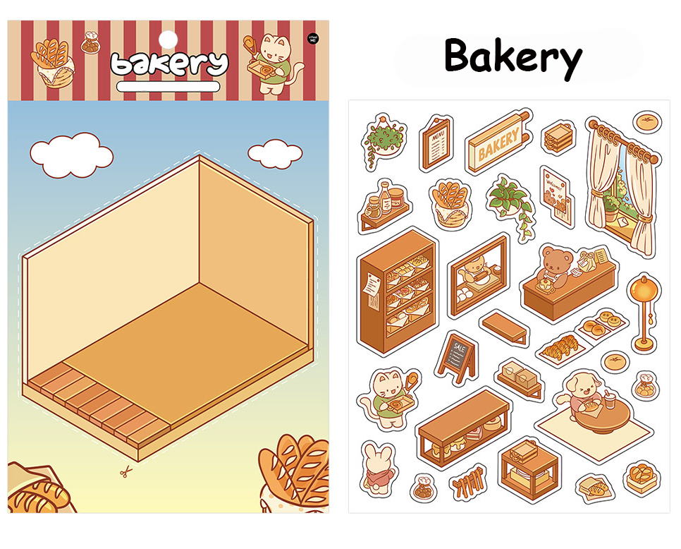 Open Today DIY 3D Scene Stickers 2 Lovely Miniature Scenes