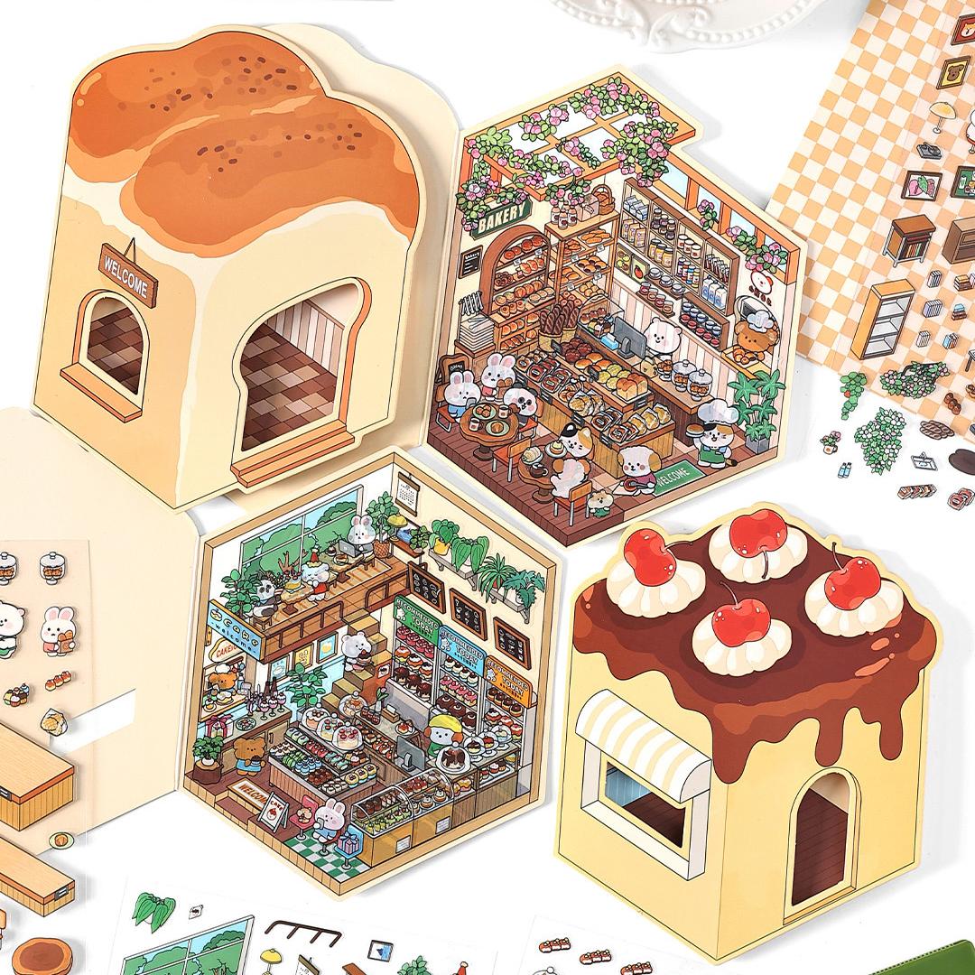 Fun Dessert House  DIY 3D Scene Stickers - 3 Cute Miniature Scenes