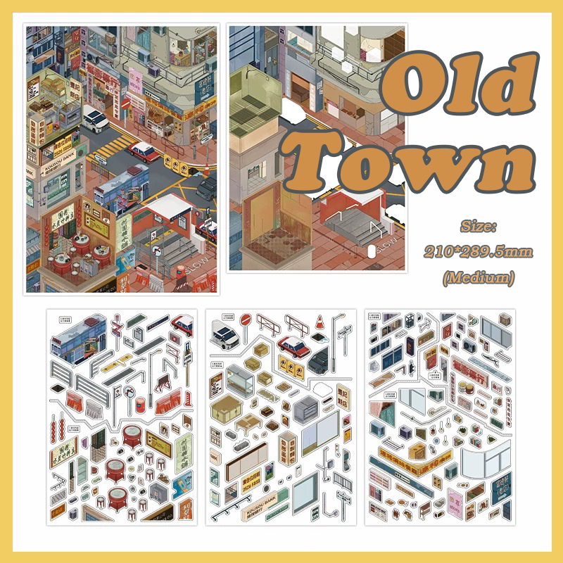 Hong Kong City DIY 3D Sticker Collection - 2 Cute Miniature Scenes