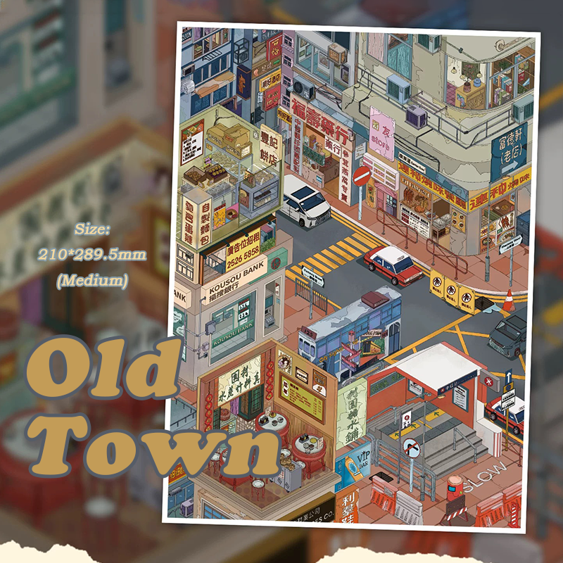 Hong Kong City DIY 3D Sticker Collection - 2 Cute Miniature Scenes