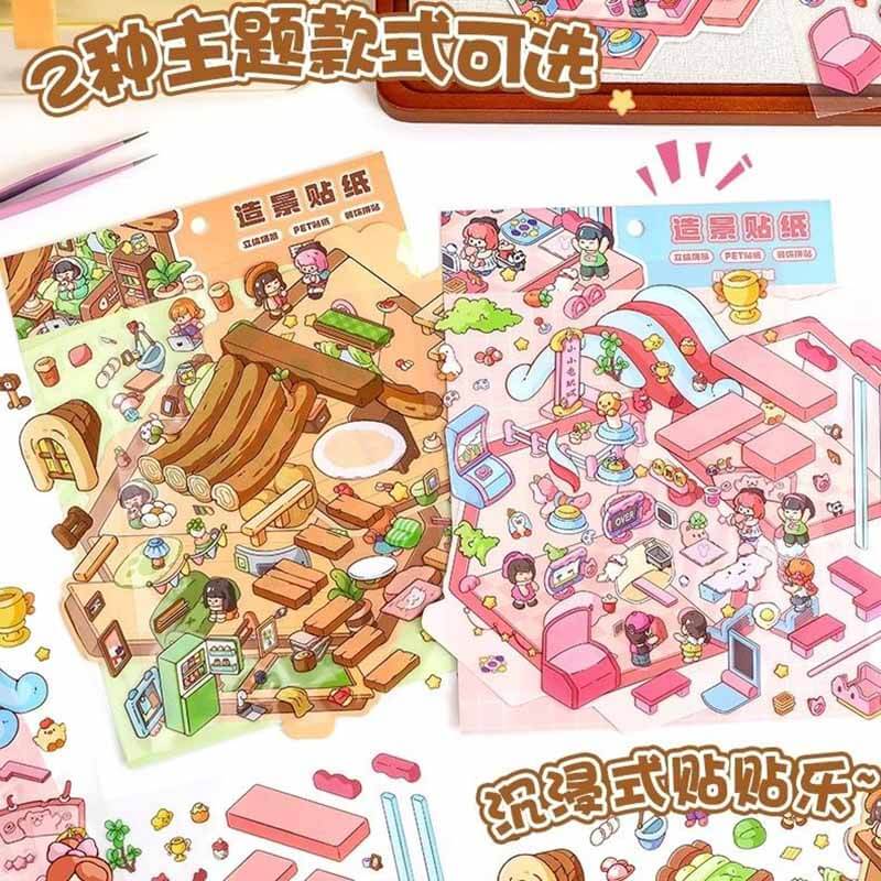 Playful Delights DIY 3D Scene Stickers 2 Cute Miniature Scenes