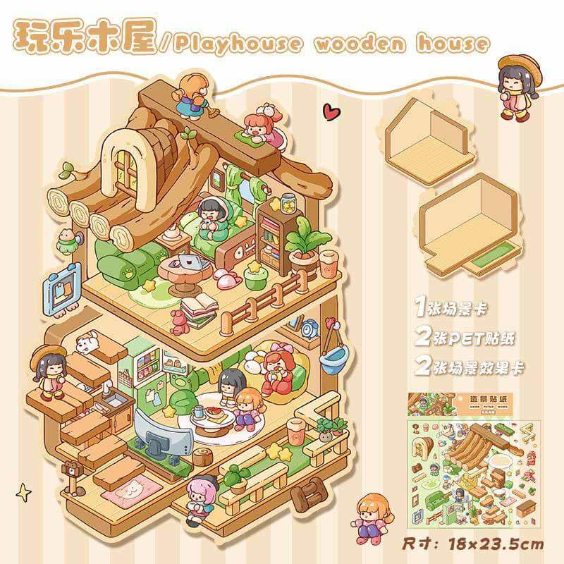 Playful Delights DIY 3D Scene Stickers 2 Cute Miniature Scenes